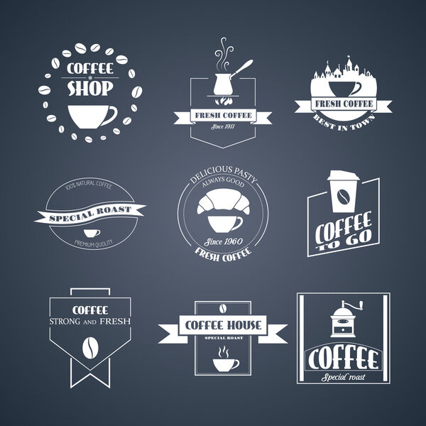 Vector set of coffee logos,