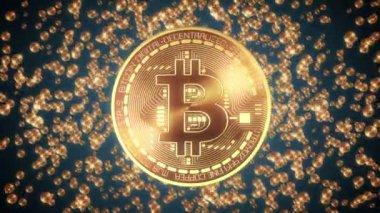 Mavi arka plan Bitcoin görünüm.