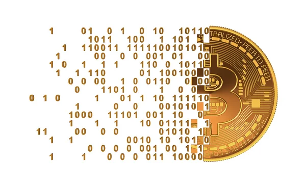 Bitcoin розвалюється комп'ютер цифр — стокове фото