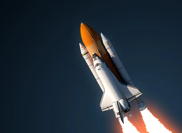 Space Shuttle lancering In Sky — Stockfoto