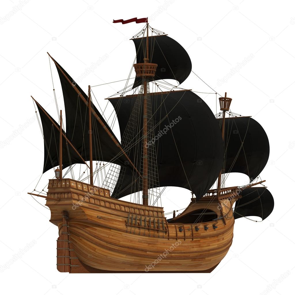 Pirate Ship On White Background