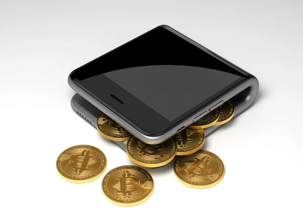 Concepto de billetera digital y monedas virtuales Bitcoins — Foto de Stock