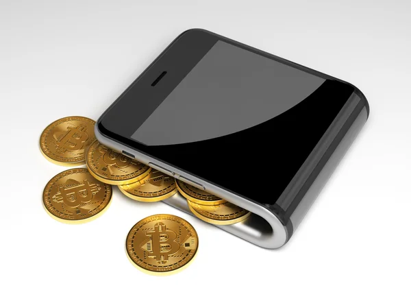 Concetto di portafoglio virtuale e Bitcoin — Foto Stock