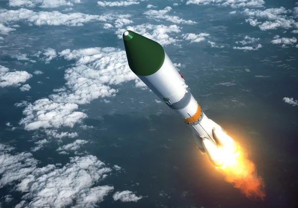 Roket Pembawa Peluncuran Di Awan — Stok Foto
