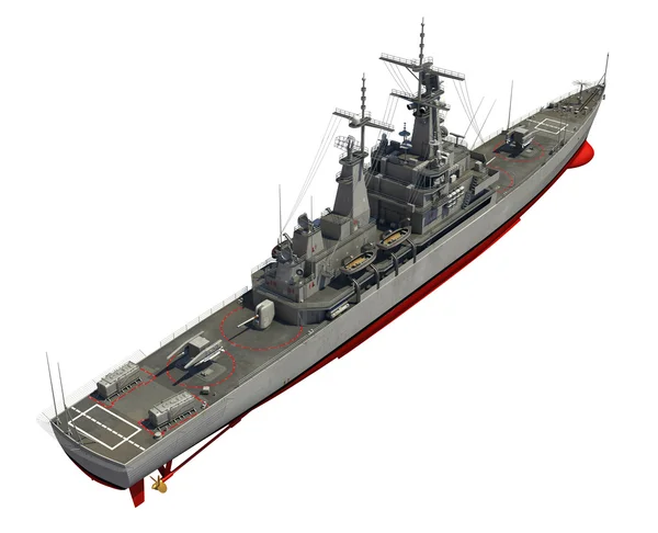 白い背景の上の現代軍艦 — ストック写真