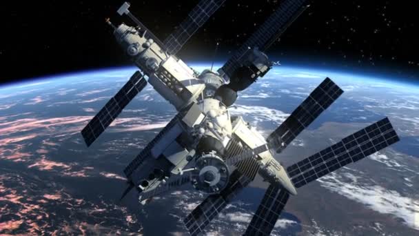 Space Station Orbiting Earth — Stock Video