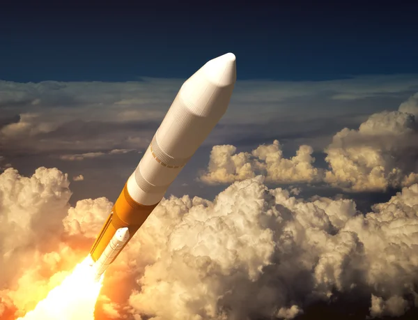 Cargo Launch Rocket In The Clouds — Stock Photo, Image