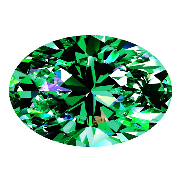 Smaragd oval über weißem Hintergrund — Stockfoto