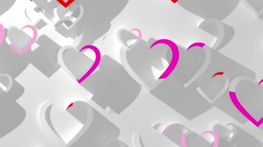 Beyaz arka plan kırmızı kalpler ile animasyon