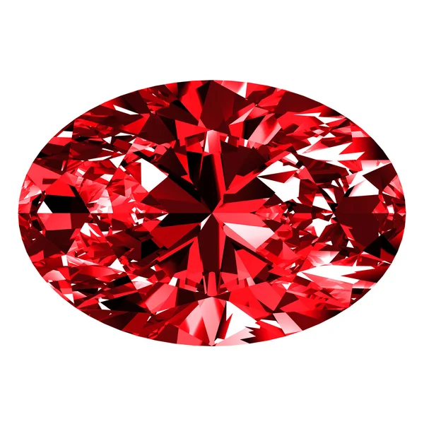 Ruby Oval Over White Background — Stock Photo, Image