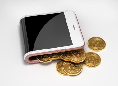 Pembe dijital cüzdan ve Bitcoins kavramı