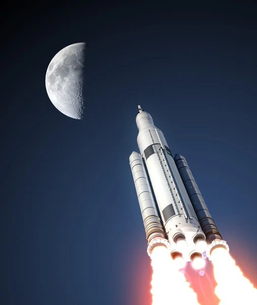 Space Launch System And Moon — Stock Photo, Image