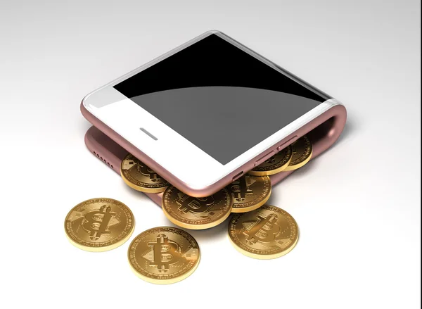Concept de portefeuille numérique et pièces virtuelles Bitcoins — Photo