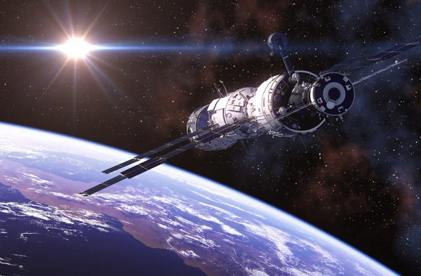 Nemzetközi űrállomás a világűrben. — Stock Fotó