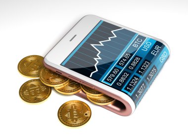 Pembe dijital cüzdan ve Bitcoins kavramı