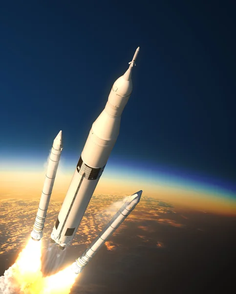 Space Launch System Solid Rocket Boosters Separation In Stratosphere — Stock Photo, Image