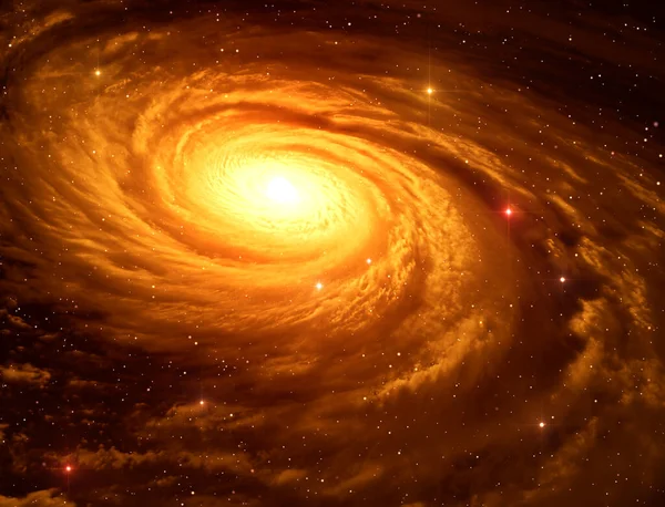 Galaxia Espiral Amarilla Con Brazos Gas Volumen Ilustración — Foto de Stock