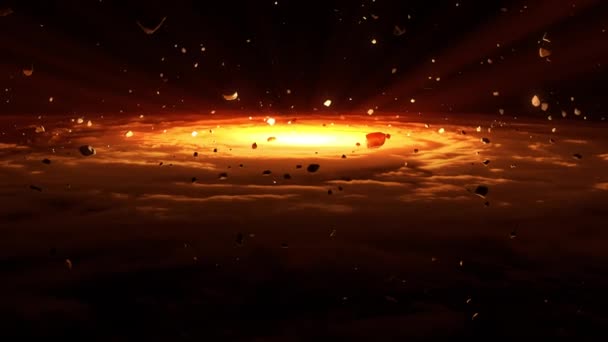 La formazione di un sistema stellare da nuvole di gas e asteroidi — Video Stock