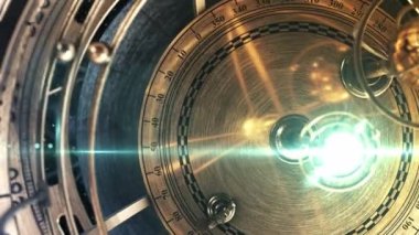 Yıldızlı Gökyüzünün Arkaplanında Armillary Küresi ve Zodiac Astroloji İşaretleri