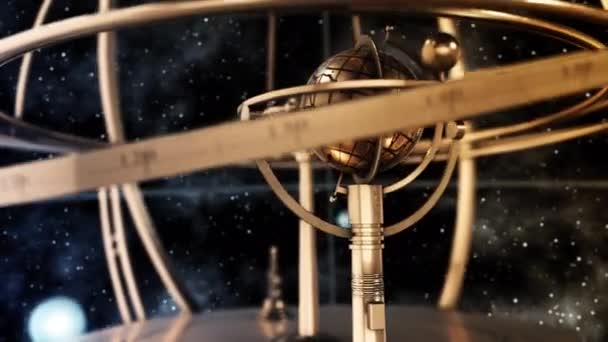 Armillary Sphere And Zodiac Astrology Signs — Stock Video