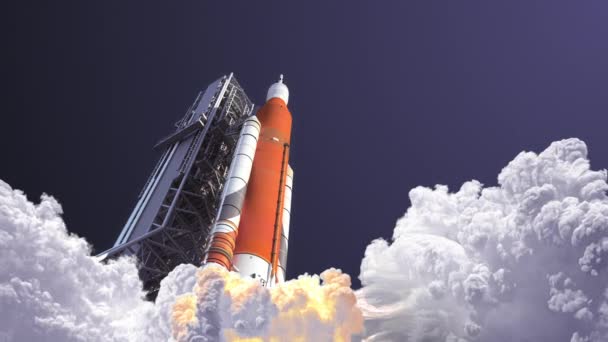 Sistema de lançamento espacial decola — Vídeo de Stock