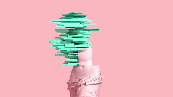 3D Glitch of venus De Milo op roze achtergrond. Concept van NFT-technologie. — Stockvideo