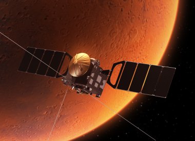 Spacecraft Orbiting Planet Mars clipart