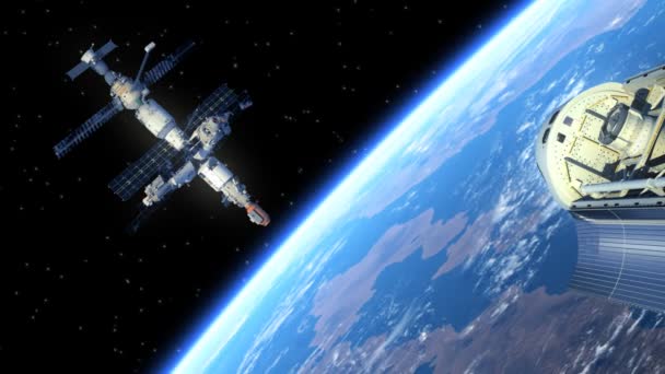 Stazione spaziale e Space Shuttle — Video Stock