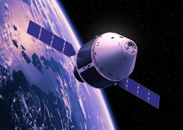 Crew Exploration Vehicle Orbiting Earth — Stock Photo, Image