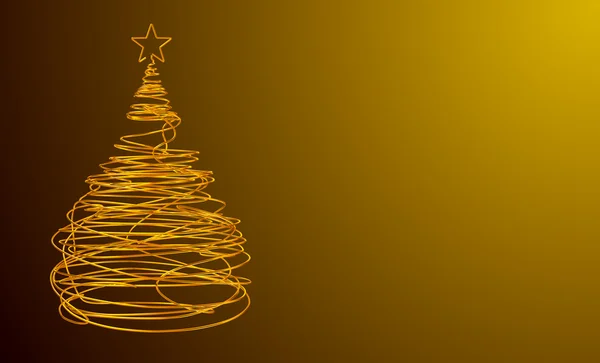 Árbol de Navidad hecho de alambre de oro. Fondo amarillo. Amplio . —  Fotos de Stock