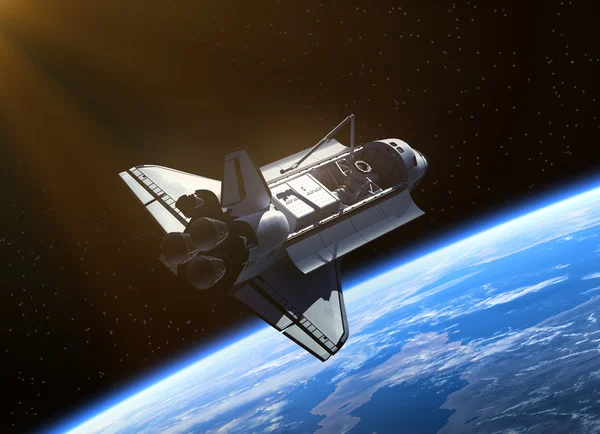 Space Shuttle Orbiting Earth. — Stock Photo, Image