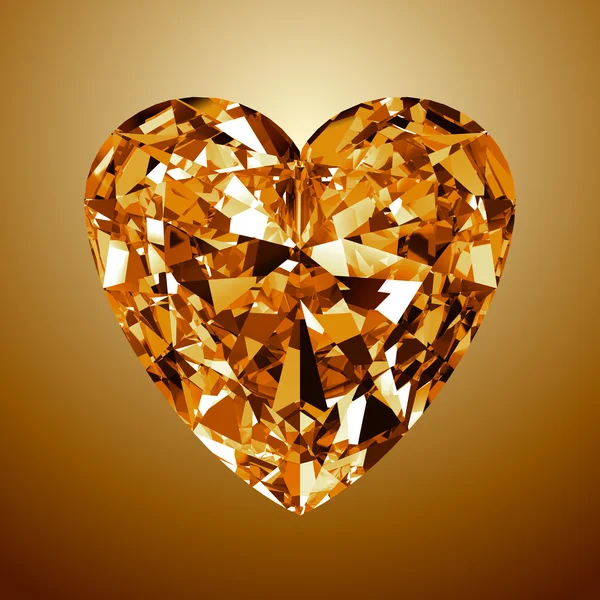 Żółty diament serca — Zdjęcie stockowe