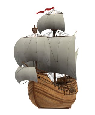 Caravel With White Sails clipart