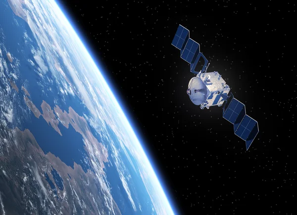 Satellite Deploys Solar Panels — Stock Photo, Image