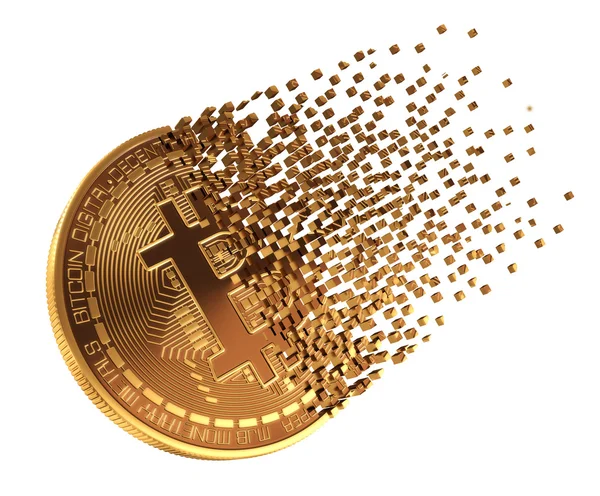 Bitcoin zerfällt in Pixel — Stockfoto