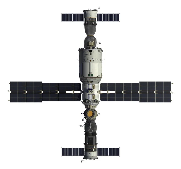 Космические корабли и космическая станция — стоковое фото