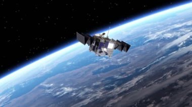 Uydu güneş panelleri dağıtır. Geçiş. Yeşil ekran