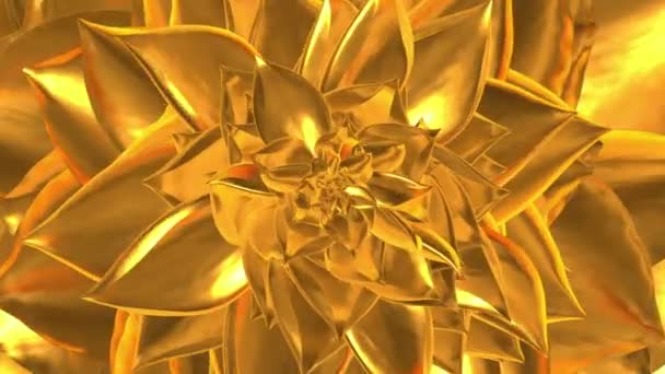 Golden Flower Opening. 3D Animation — Stock Video