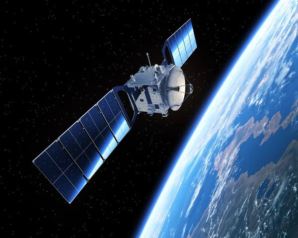 Satellite In Space. 3D Scene. — Stock Photo, Image