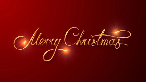 Gold Text Design Of Merry Christmas On Red Color Background — Free Stock Photo