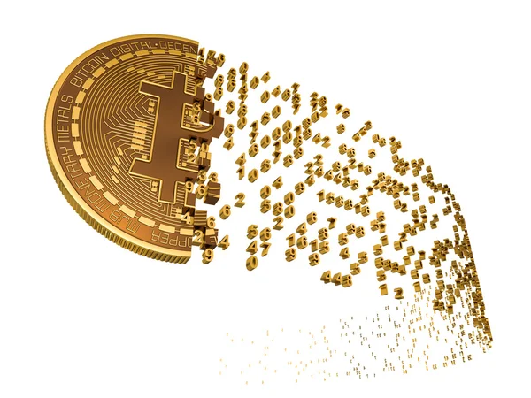 Bitcoin zerfällt in Ziffern — Stockfoto