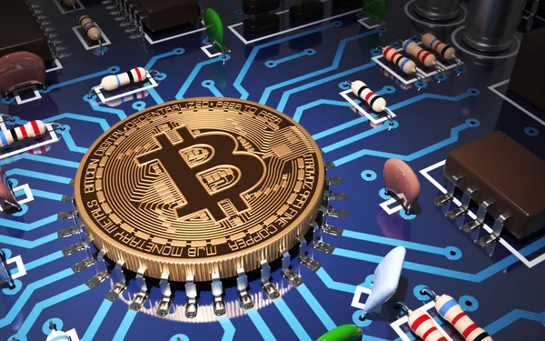 Bitcoin mint Cpu alaplap fogalmának — Stock Fotó