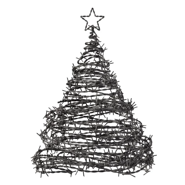 Árvore de Natal feita de arame farpado — Fotografia de Stock