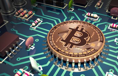 Bitcoin gibi bir bilgisayar çipi anakart üzerinde