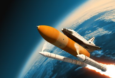 Uzay mekiği katı roket güçlendiriciler ayrılmaya stratosfer