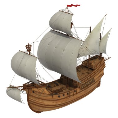 Caravel beyaz arka plan üzerinde