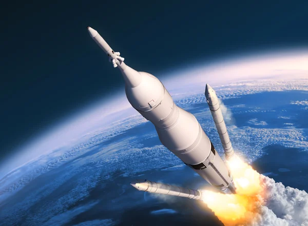 Uzay Fırlatma sistemi katı roket güçlendiriciler ayırma — Stok fotoğraf
