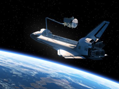 Space Shuttle Deploying Satellite clipart