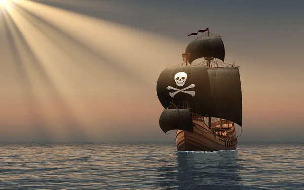 Piratenschip In de stralen van de zon — Stockfoto