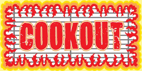 Cookout com design de chamas — Vetor de Stock